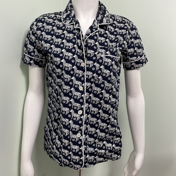 J. Crew Zebra 2 Piece Shorts Cotton Pajamas - Picture 3 of 8